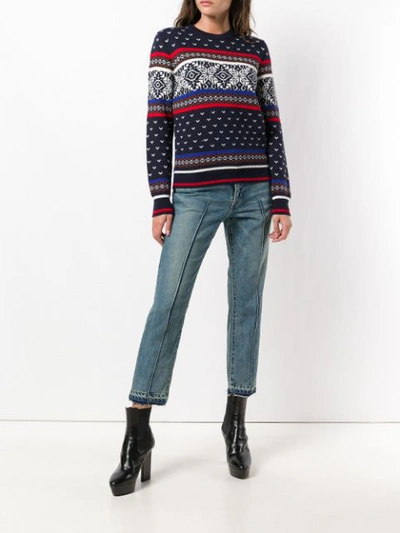 Shop Sacai Straight Cropped Jeans In Blue