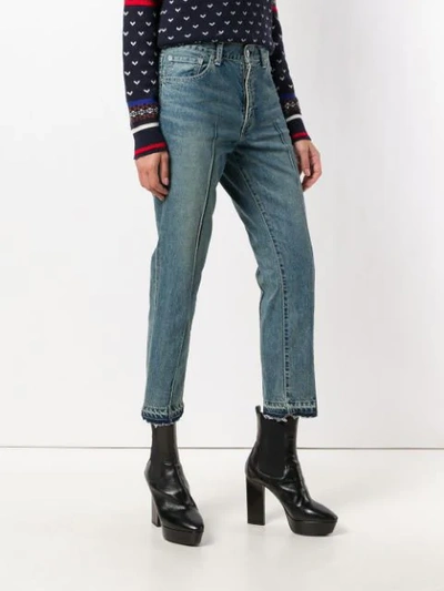 Shop Sacai Straight Cropped Jeans In Blue