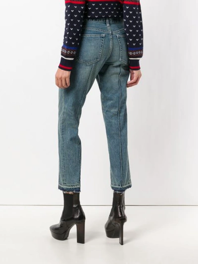 Shop Sacai Straight Cropped Jeans In Blue