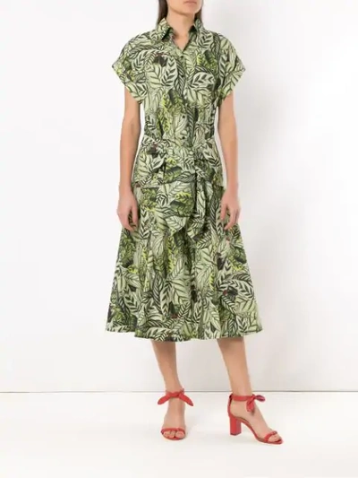 Shop Andrea Marques Printed Shirt Dress In Green