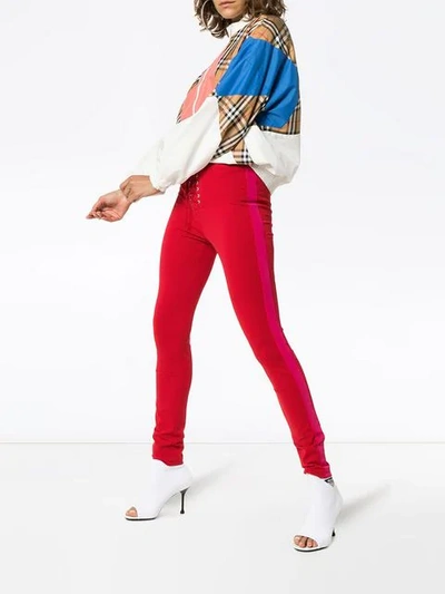 Ben Taverniti Unravel Project Unravel Project Lace Up Skinny Trousers In Red