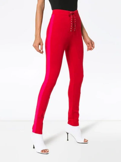 Ben Taverniti Unravel Project Unravel Project Lace Up Skinny Trousers In Red