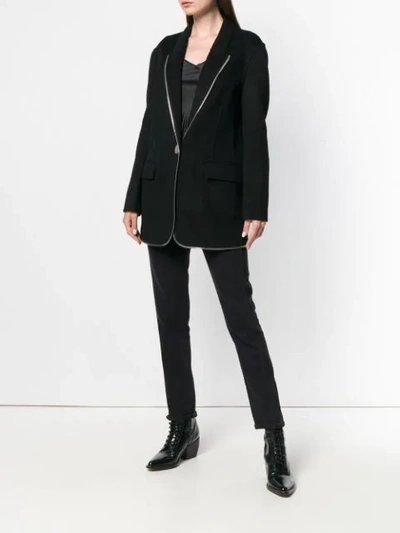 Shop Alexander Wang Zip Trim Blazer In Black