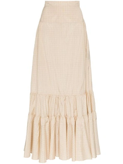 Shop Calvin Klein 205w39nyc High-waisted Tiered Silk Maxi Skirt - Brown