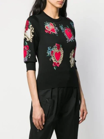 Shop Dolce & Gabbana Heart Intarsia Sweater - Black