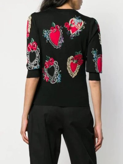 Shop Dolce & Gabbana Heart Intarsia Sweater - Black
