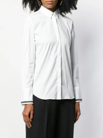 Shop Brunello Cucinelli Embellished Cuff Shirt In White