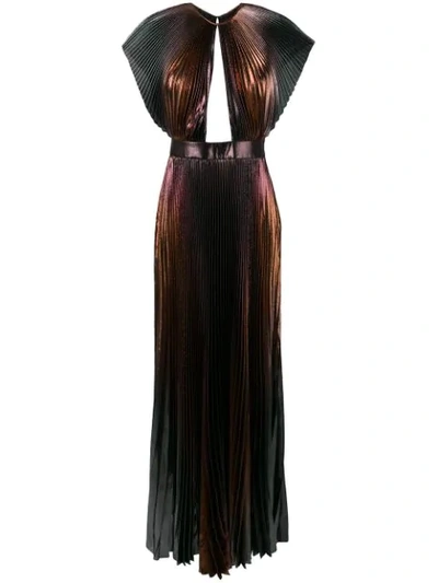 Shop Givenchy Micro Pleated Maxi Dress In Gold