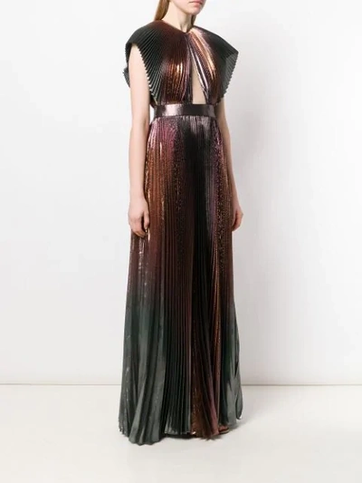 Shop Givenchy Micro Pleated Maxi Dress In Gold