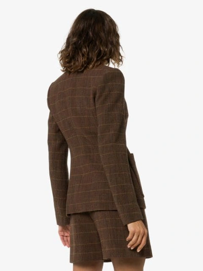 Shop Chloé Check Peaked Lapel Blazer In Brown