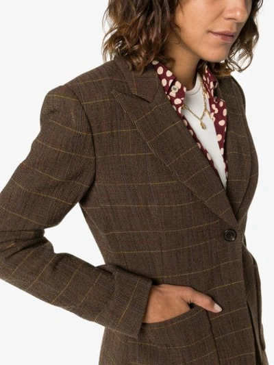 Shop Chloé Check Peaked Lapel Blazer In Brown