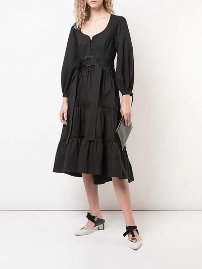 Shop Proenza Schouler Puff Sleeve Tiered Dress In Black