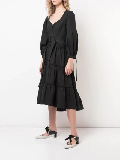 Shop Proenza Schouler Puff Sleeve Tiered Dress In Black