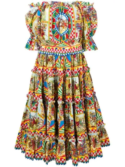 Shop Dolce & Gabbana Kleid Mit "sicilian Carretto"-print In Yellow