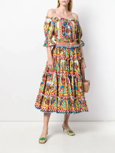 Shop Dolce & Gabbana Kleid Mit "sicilian Carretto"-print In Yellow