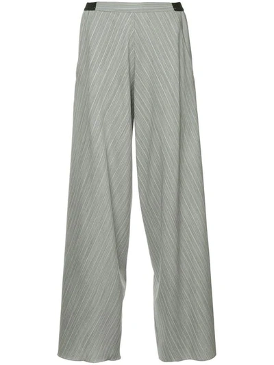 Shop Christopher Esber Striped Wide Leg Trousers - Grey