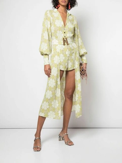 Shop Alexis Derby Romper With A Cape In Green