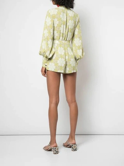 Shop Alexis Derby Romper With A Cape In Green
