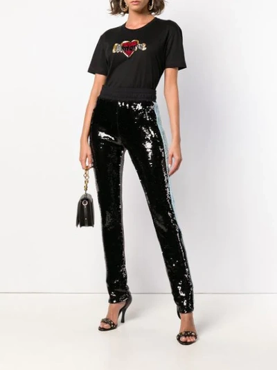 Shop Dolce & Gabbana Beaded Slogan T-shirt - Black