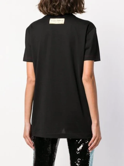 Shop Dolce & Gabbana Beaded Slogan T-shirt - Black