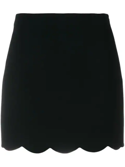 Shop Miu Miu Scalloped Mini Skirt In Black
