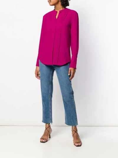 Shop Joseph Long-sleeve Pleated Blouse In Pink