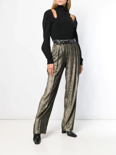 Shop Alberta Ferretti Snakeskin Effect Trousers In Black