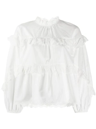 Shop Ulla Johnson Ruffled Isa Blouse In Blanc