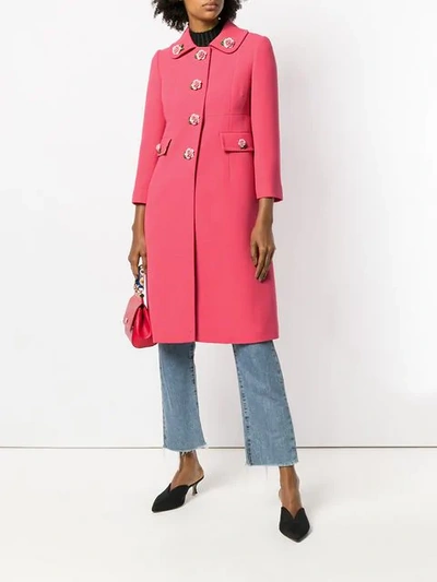 Shop Dolce & Gabbana Floral Appliqué Tailored Coat In Pink