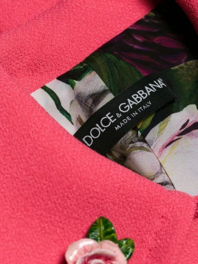 Shop Dolce & Gabbana Floral Appliqué Tailored Coat In Pink