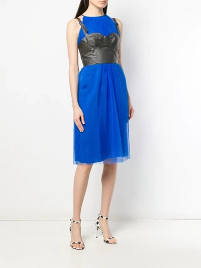 Shop Maison Margiela Pleated Layered Corset Dress In 485 Ultramarine