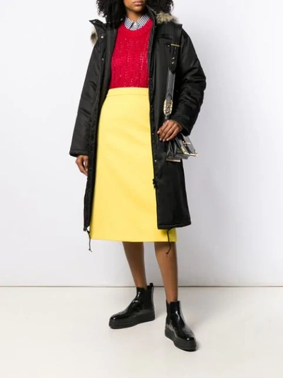 Shop Prada Virgin Wool A-line Skirt In Yellow