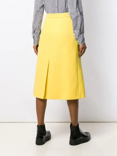 Shop Prada Virgin Wool A-line Skirt In Yellow