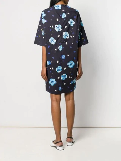 Shop Marni Floral Printed Mini Dress In Blue