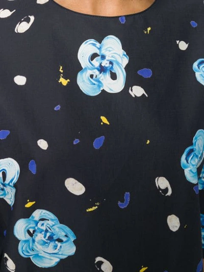 Shop Marni Floral Printed Mini Dress In Blue