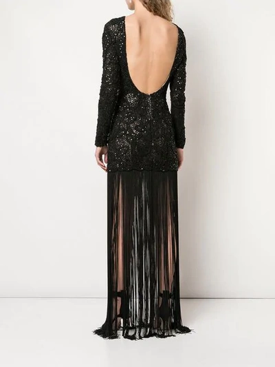 Shop Oscar De La Renta Sparkly Mesh Fringed Dress In Black
