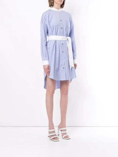 Shop Comme Moi Shirt Midi Dress In Blue