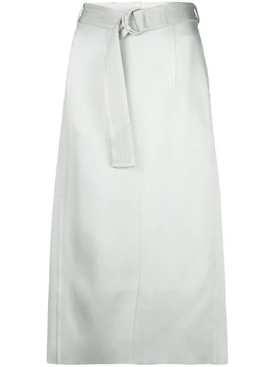 Shop Joseph Byron Belted Midi Skirt In Grey