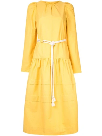 Shop Atlantique Ascoli Rope Belt Dress In Yellow