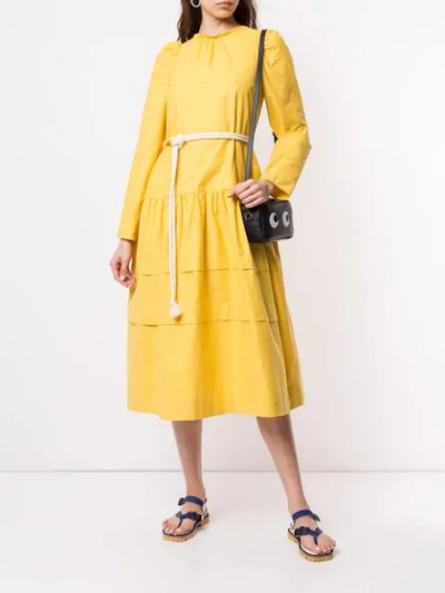 Shop Atlantique Ascoli Rope Belt Dress In Yellow