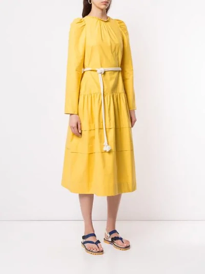 Shop Atlantique Ascoli Rope Belt Dress In Yellow