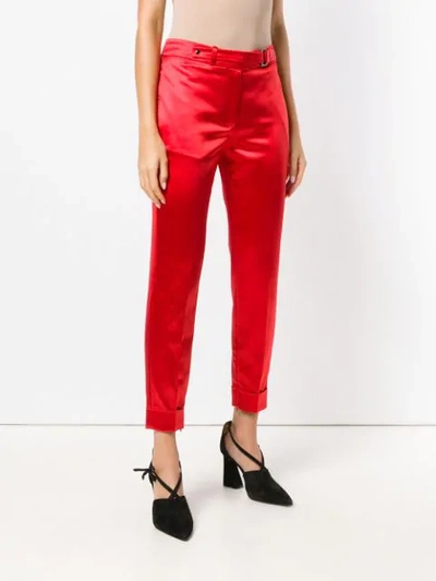 Shop Tom Ford Cropped Cigarette Trousers In Red