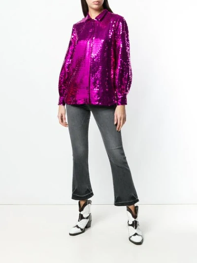 Shop Msgm Sequinned Blouse In 14 Purple