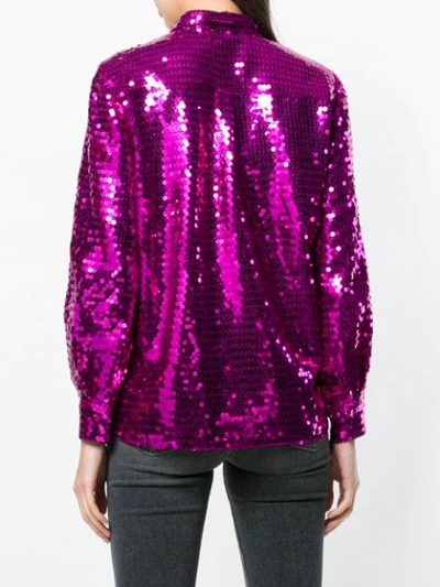 Shop Msgm Sequinned Blouse In 14 Purple