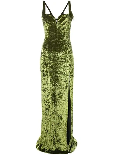 Shop Galvan Solstice Velvet Dress In Green