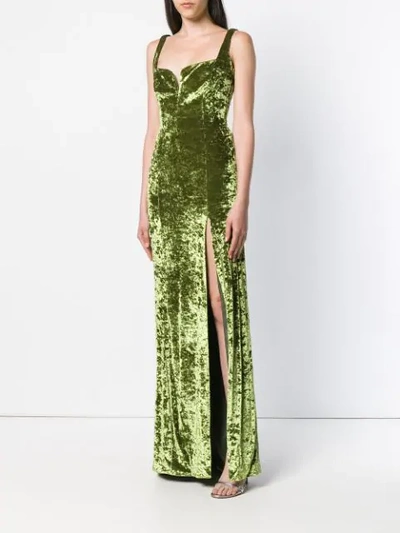 Shop Galvan Solstice Velvet Dress In Green