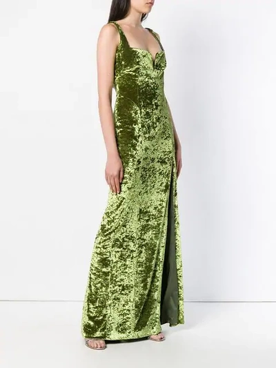 Shop Galvan Solstice Velvet Dress In Green