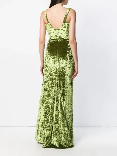 Shop Galvan Solstice Velvet Dress In Green
