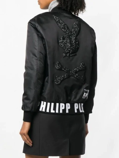 Shop Philipp Plein X Playboy Bomber Jacket In Black