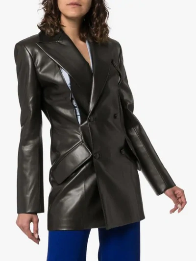 Shop Aleksandre Akhalkatsishvili Slit Detail Leather Blazer In Black